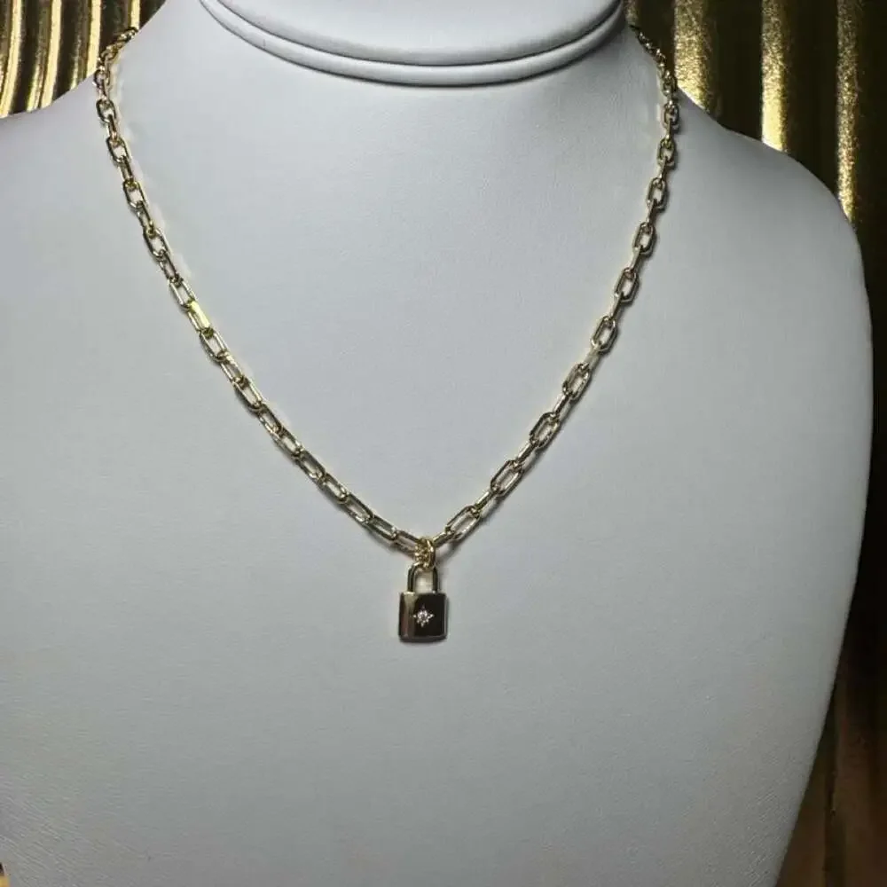 Gold Chain Necklace With Small E 32 B